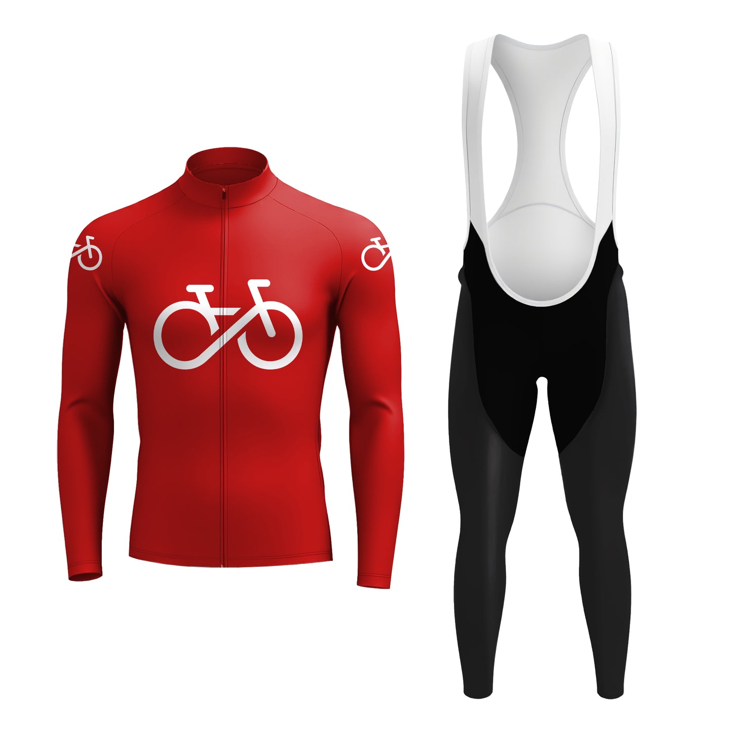 Bike Forever red Men's Long Sleeve Cycling Jersey