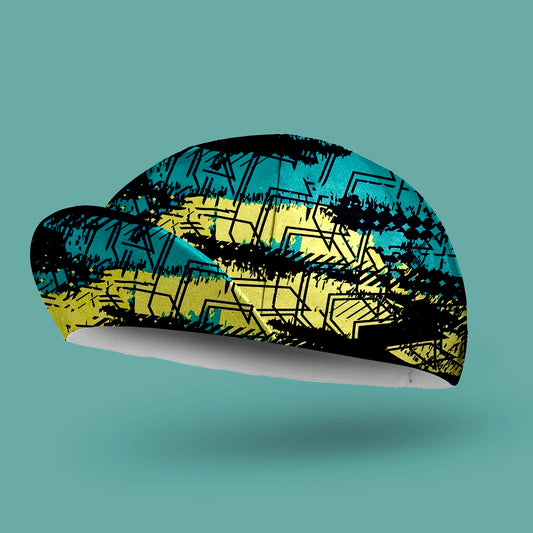 Yellow And Blue Graffiti Cycling Cap