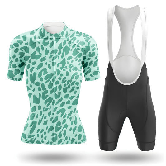 Green Leopard Print Women's Short Sleeve Cycling Kit
