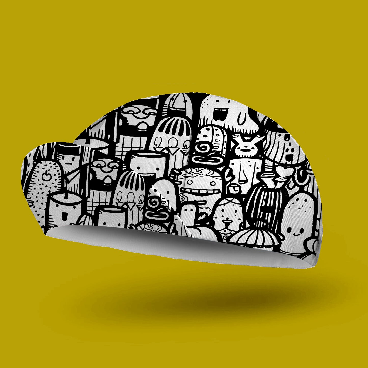Black And White Monster Doodle Cycling Cap