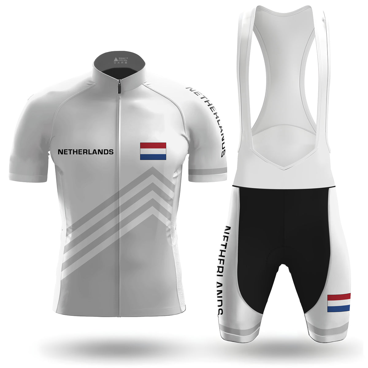 Netherlands White Men's Short Sleeve Cycling Kit