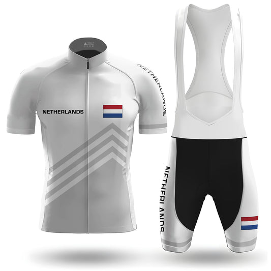 Netherlands White Men's Short Sleeve Cycling Kit