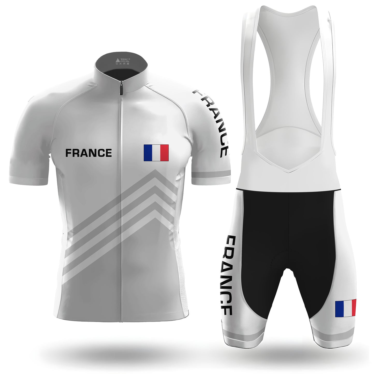 France White Men's Short Sleeve Cycling Kit