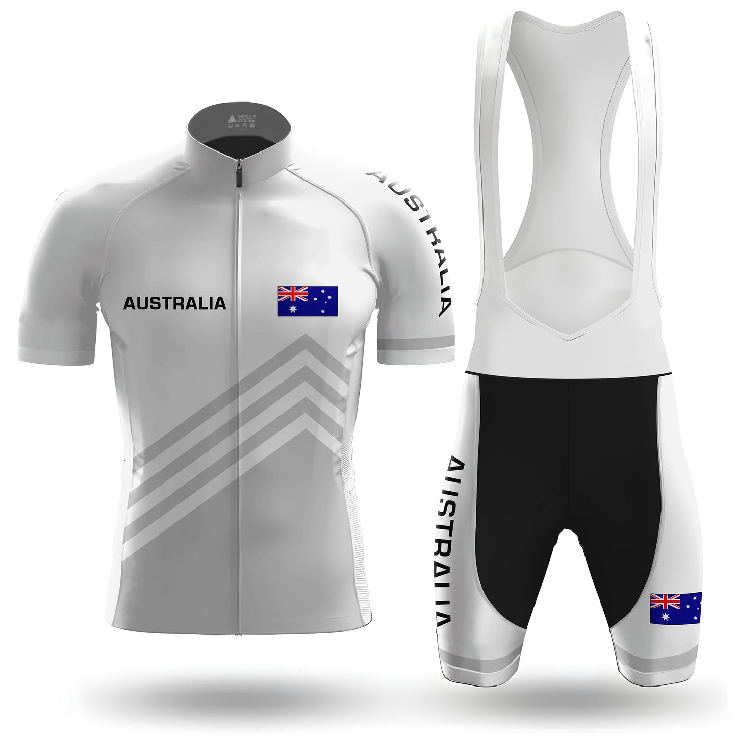 Australia White Men's Short Sleeve Cycling Kit