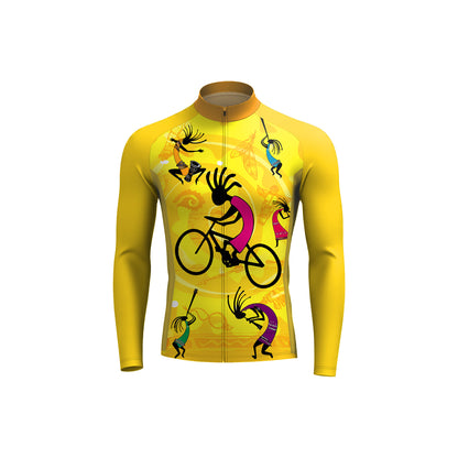 Yellow Kokopelli Men's Long Sleeve Cycling Kit