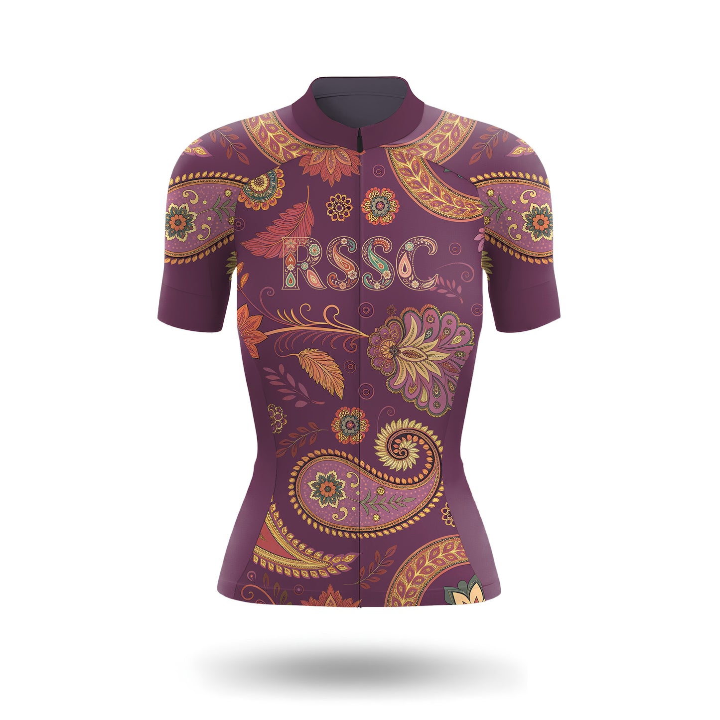 Purple Paisley Floral Women's Short Sleeve Cycling Kit