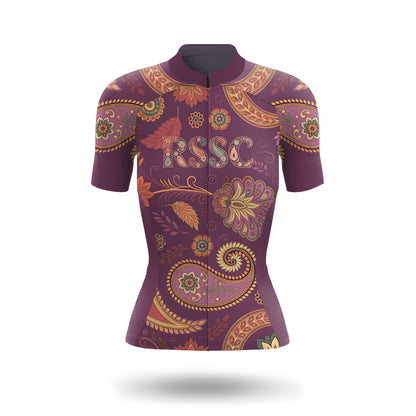 Purple Paisley Floral Women's Short Sleeve Cycling Kit
