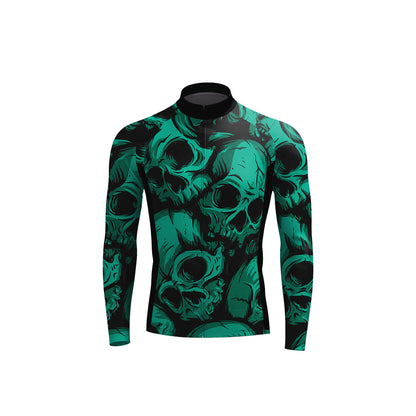 Green Skulls Men's Long Sleeve Cycling Kit