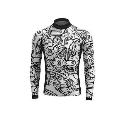 Black White Gears Men's Long Sleeve Cycling Kit