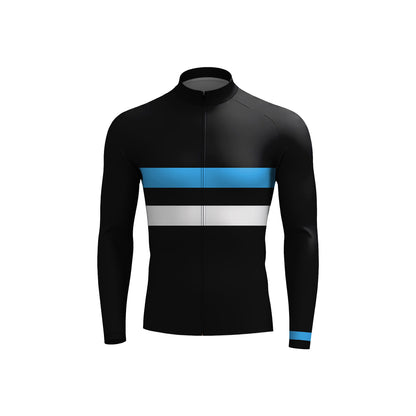 Blue White Lines Men's Long Sleeve Cycling Kit