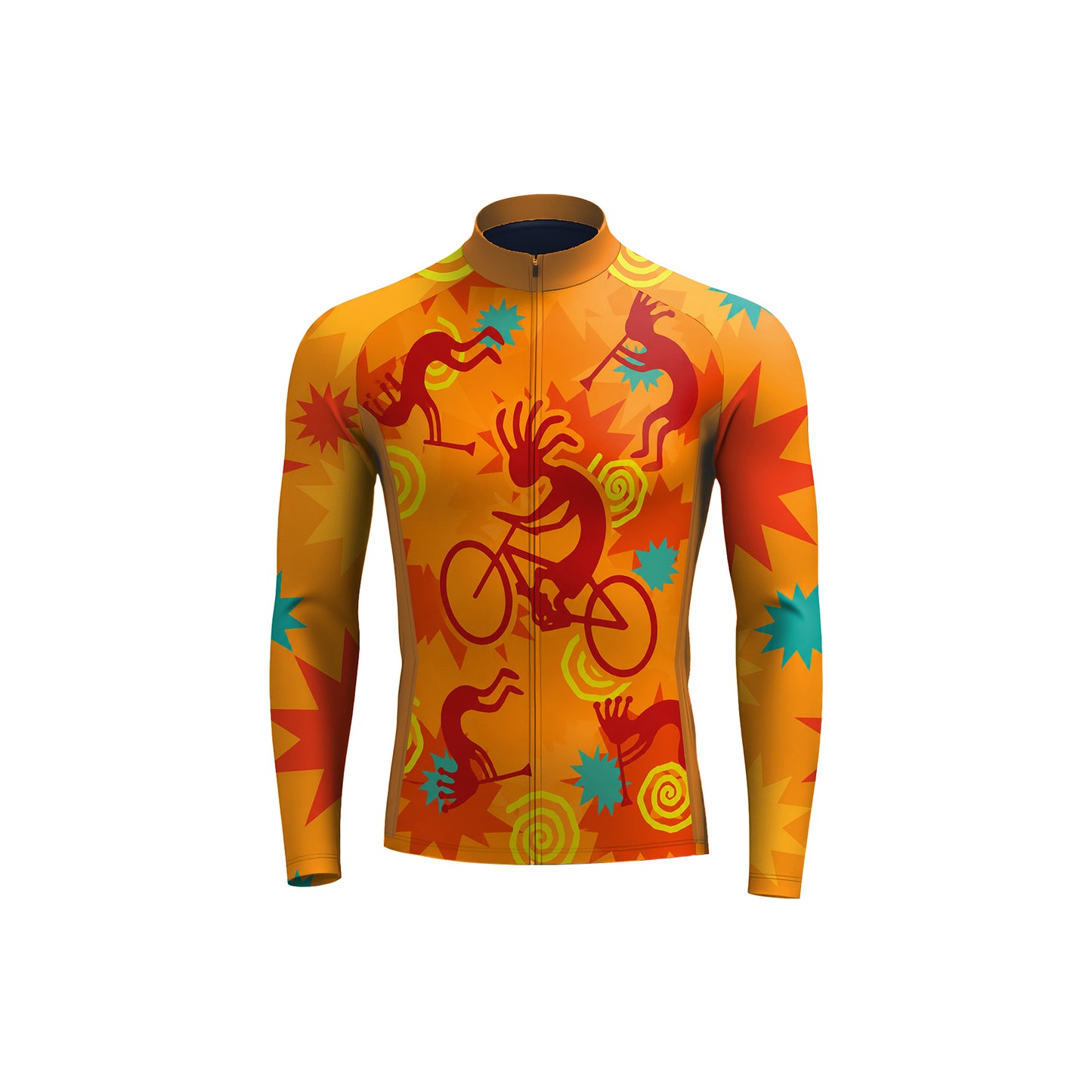 Orange Kokopelli Men's Long Sleeve Cycling Kit