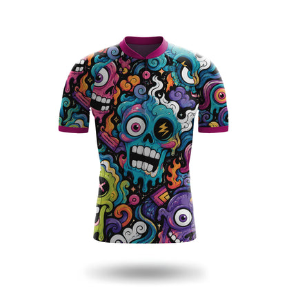 Kurzarm-Radtrikot für Herren „Alien Creatures“, mehrfarbig