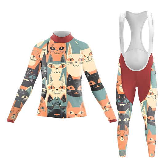 Emoticon Cat Women's Long Sleeve Cycling Kit