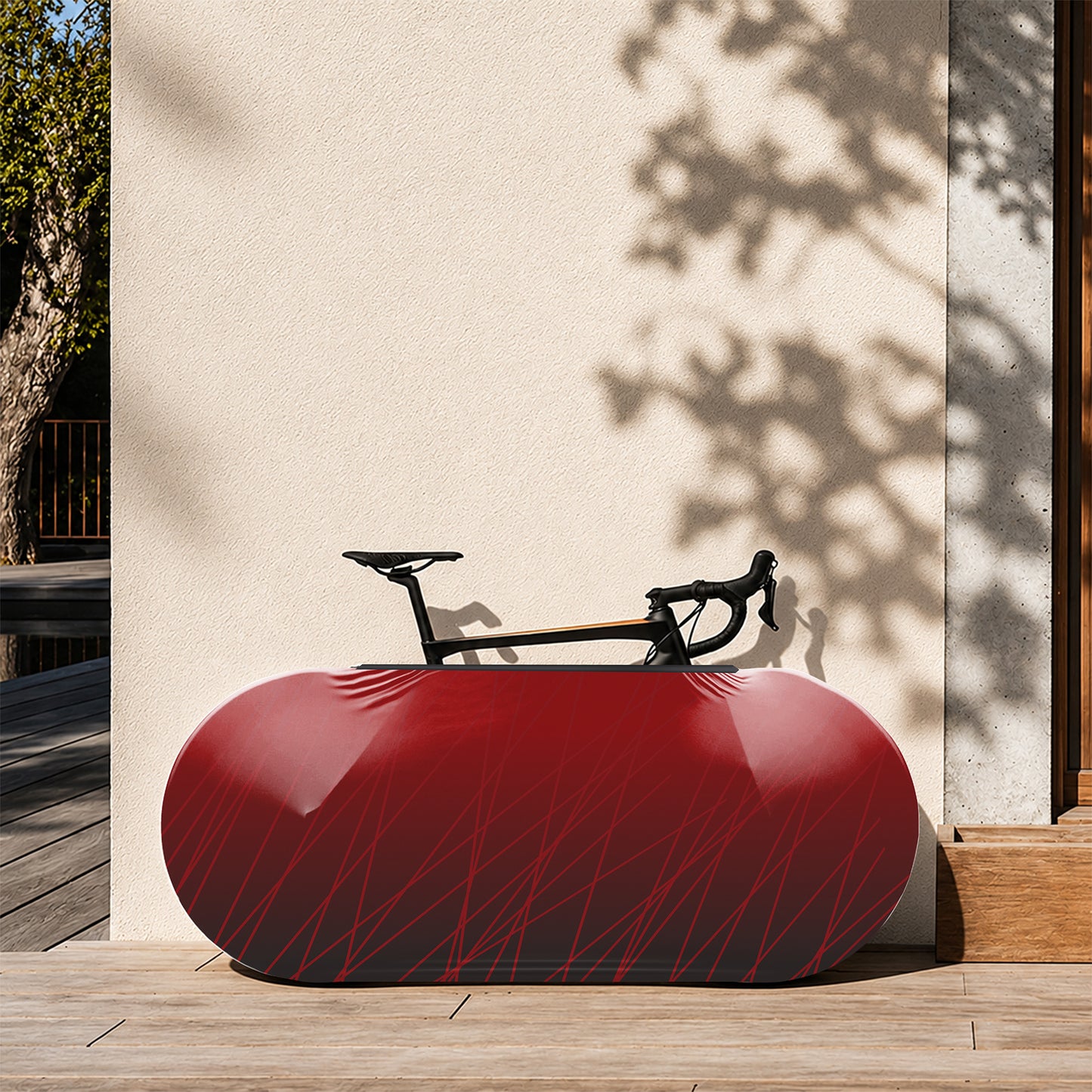 Red Lines Bicycle Wheels Cover