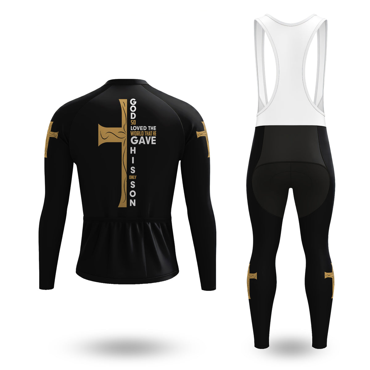 Ensemble de cyclisme à manches longues pour homme, croix chrétienne et Bible