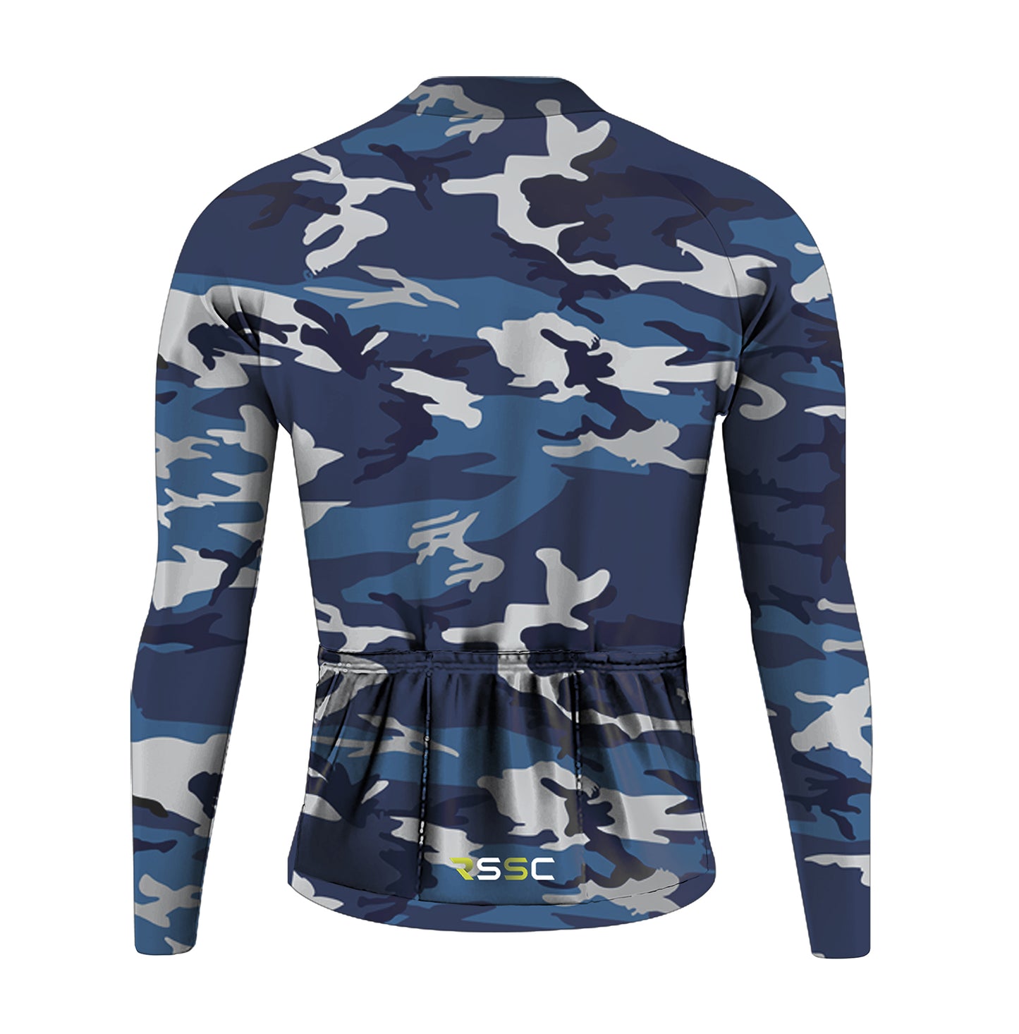 Blue Camouflage Men's Long Sleeve Cycling Kit