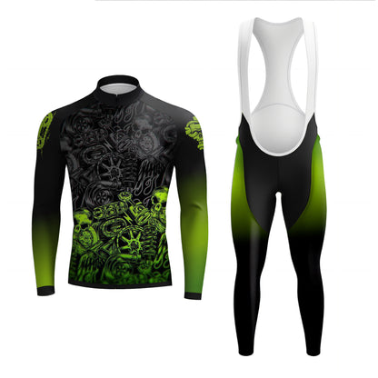 Green-Lit Skull Men's Long Sleeve Cycling Kit