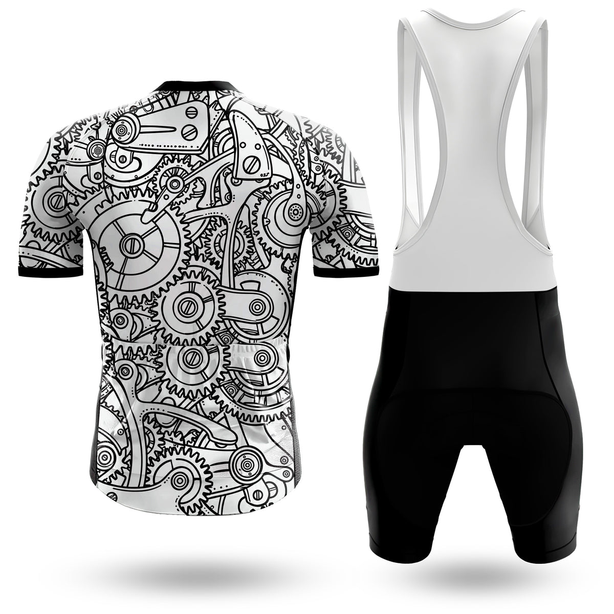 Black White Gears Men's Short Sleeve Cycling Kit