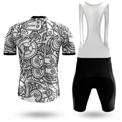 Black White Gears Men's Short Sleeve Cycling Kit