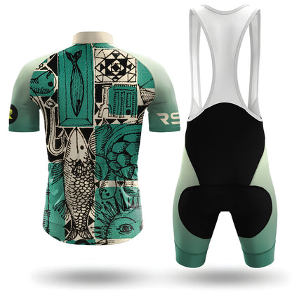Celadon Sun-Fish Vintage Men's Short Sleeve Cycling Kit