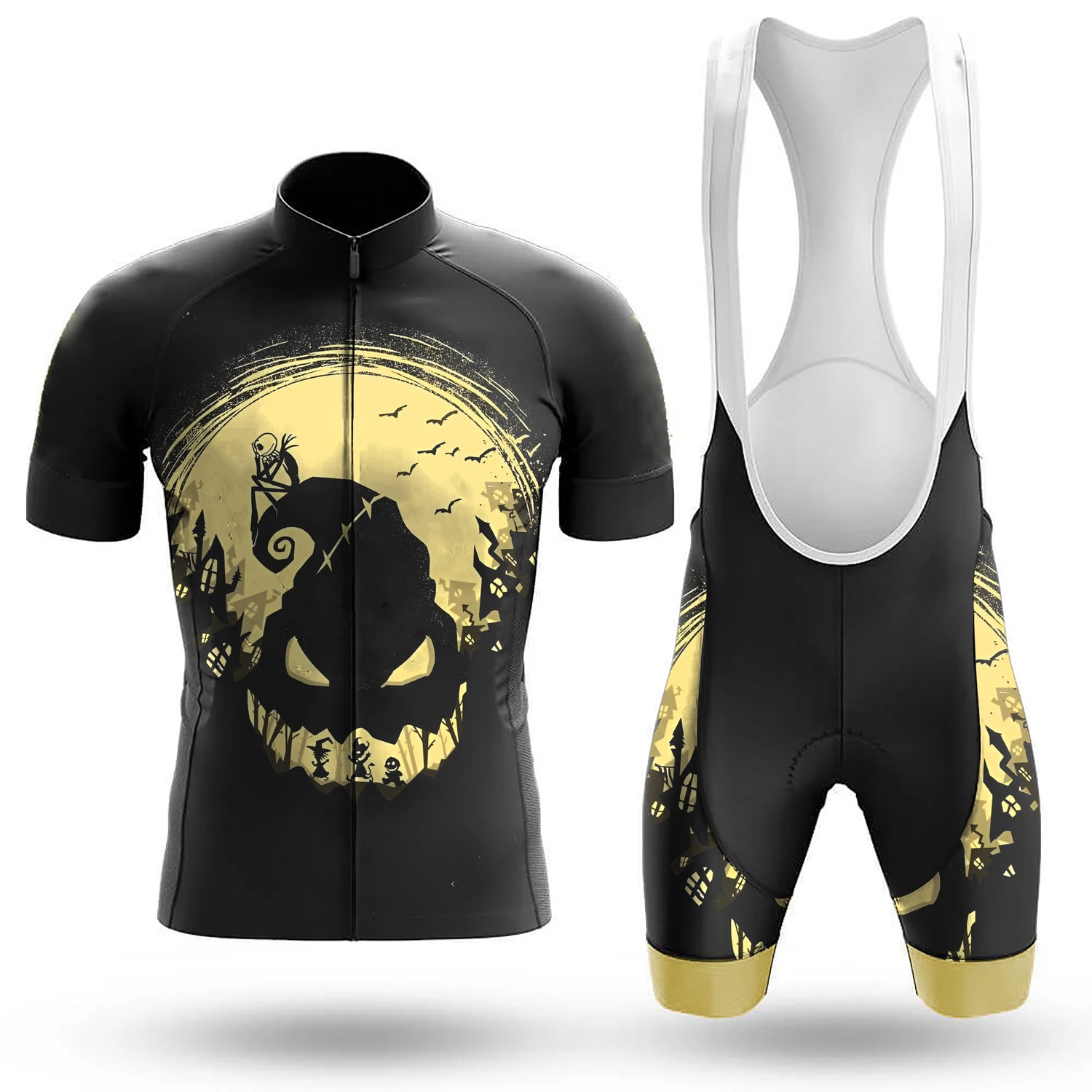 Men's Short Sleeve Cycling Jersey Halloween Town's Peril | RSSC Premium Cycling Kit with Moisture Wicking Fabric