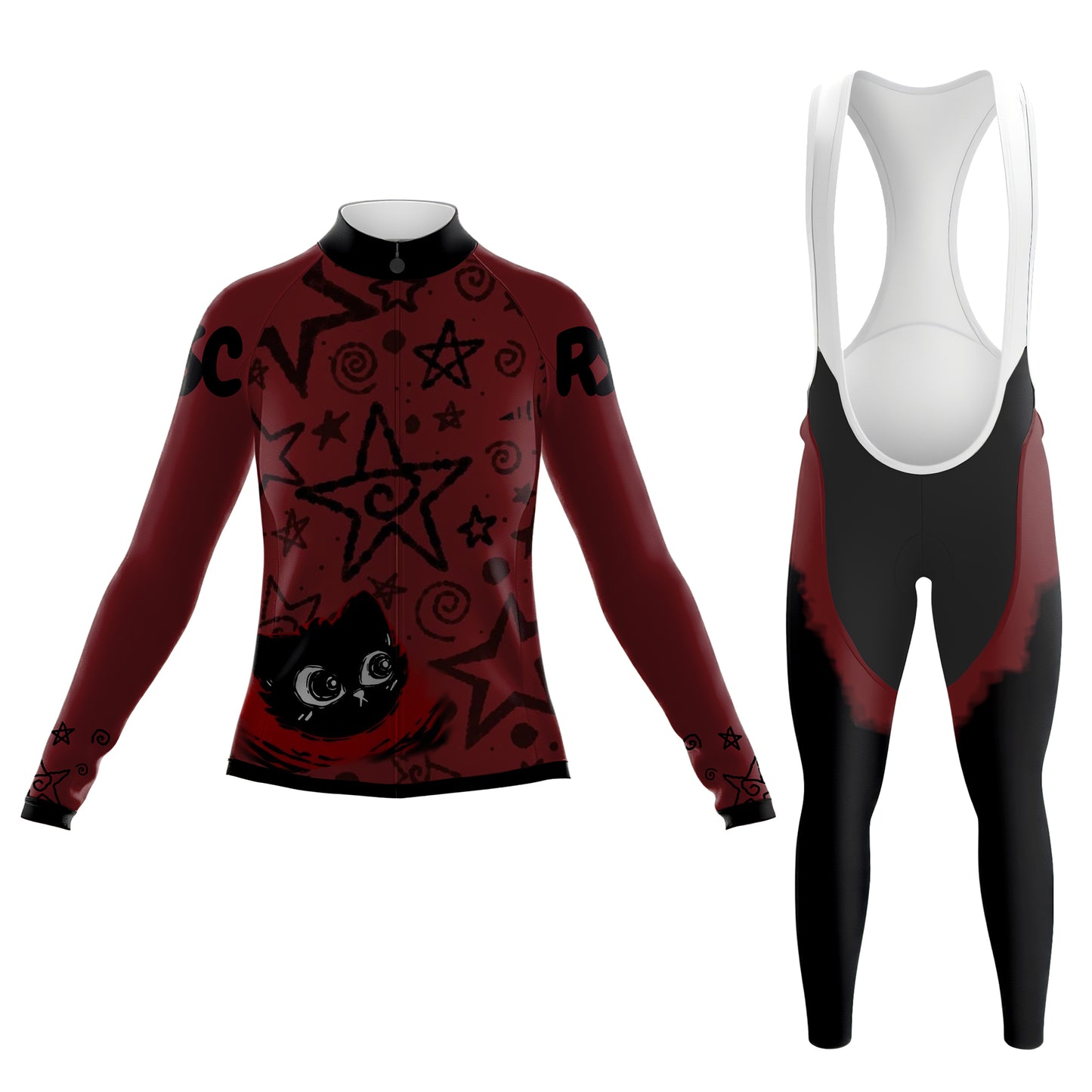 Star Black Cat Women's Long Sleeve Cycling Kit