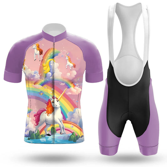Men's Short Sleeve Cycling Jersey Happy Unicorns | RSSC Premium Cycling Kit with Moisture Wicking Fabric