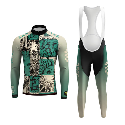 Celadon Sun-Fish Vintage Men's Long Sleeve Cycling Kit
