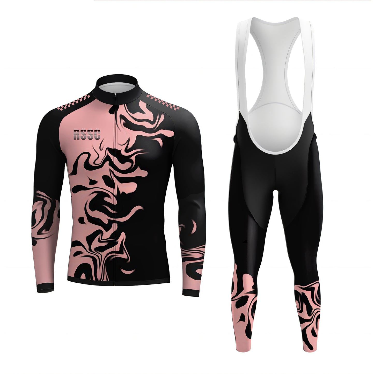 Pink and Black Men's Long Sleeve Cycling Kit