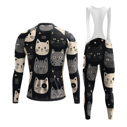 Happy Emoticon Cat Men's Long Sleeve Cycling Kit