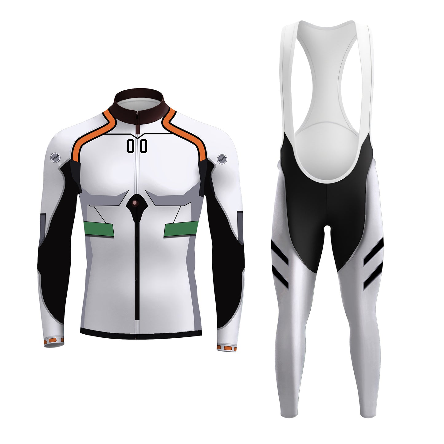 White Combat Suit Men's Long Sleeve Cycling Kit
