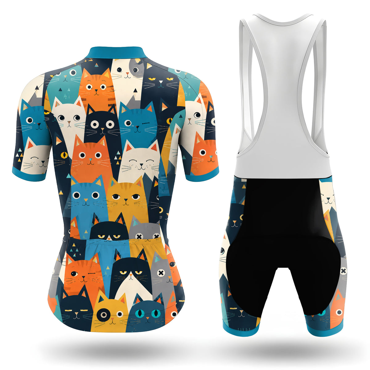 Kurzärmliges Radsporttrikot für Damen mit Cartoon-Katze