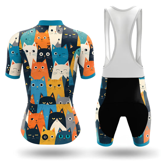 Tenue de cyclisme à manches courtes pour femmes avec chat cartoon