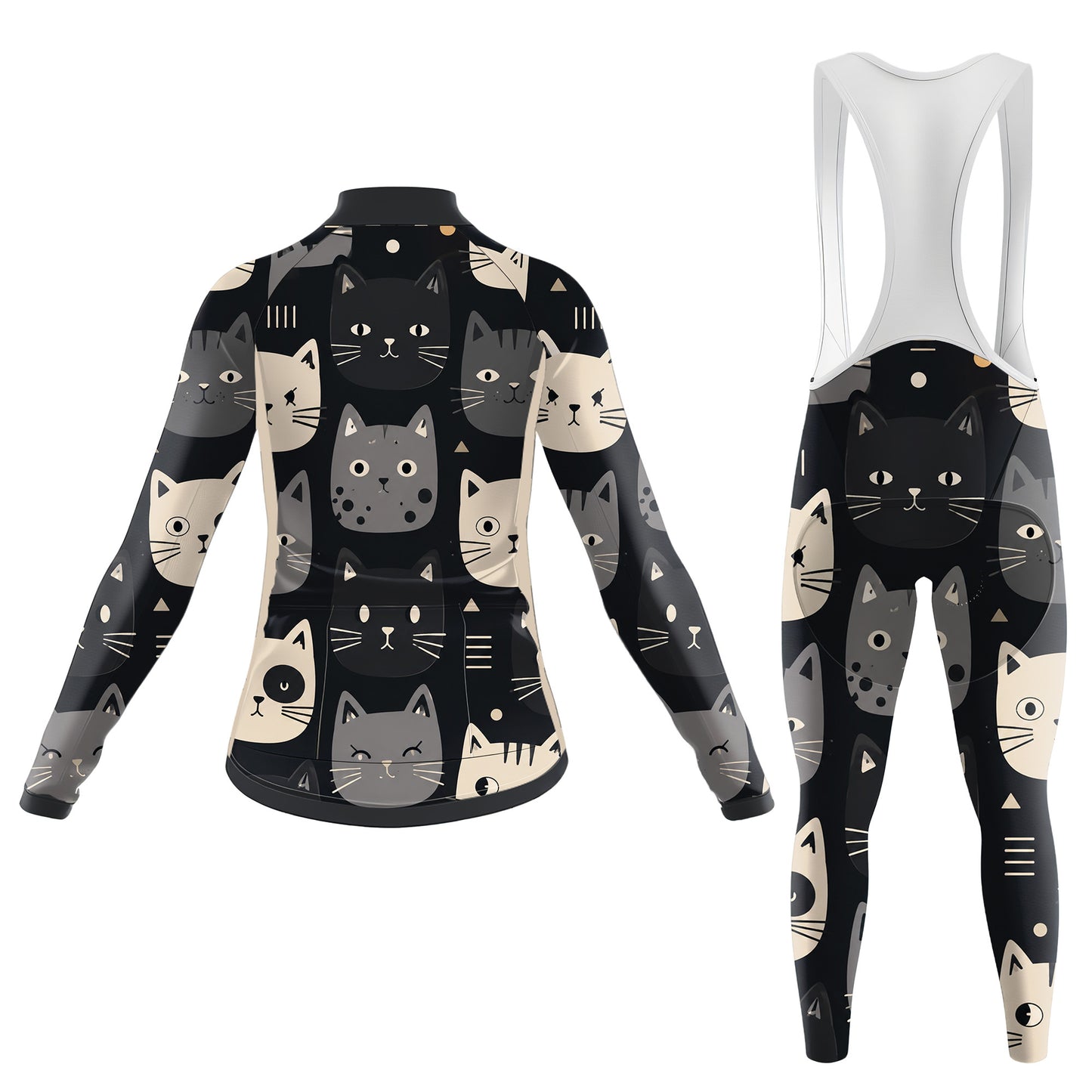 Happy Emoticon Cat Women's Long Sleeve Cycling Kit