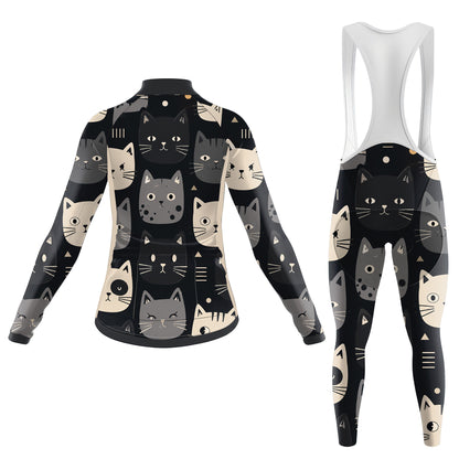 Happy Emoticon Cat Women's Long Sleeve Cycling Kit