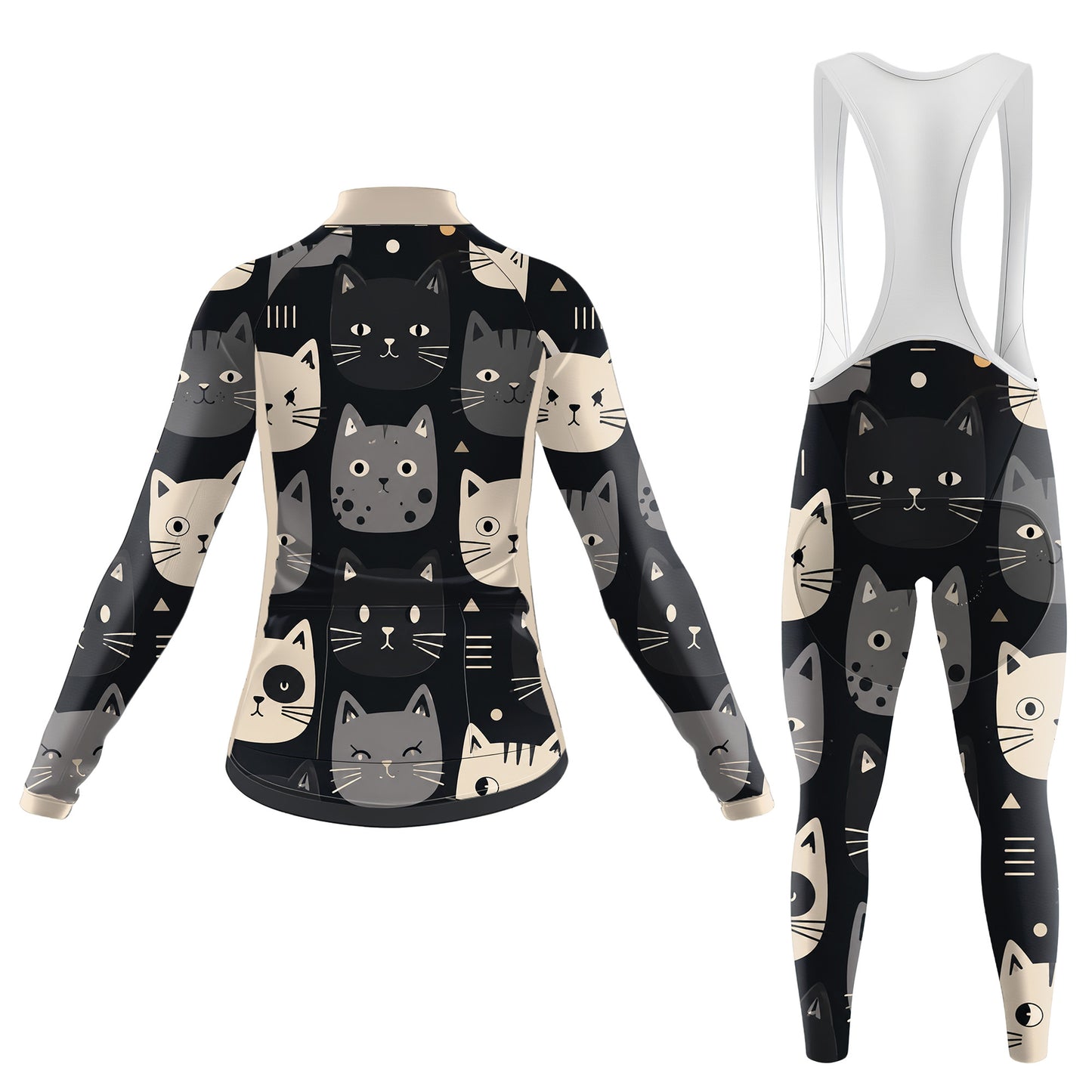 Happy Emoticon Cat Women's Long Sleeve Cycling Kit