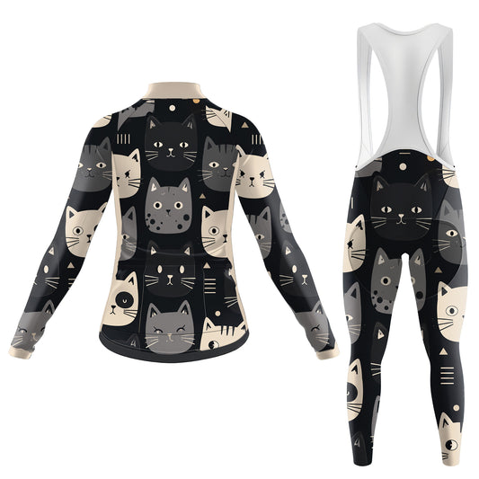 Happy Emoticon Cat Women's Long Sleeve Cycling Kit