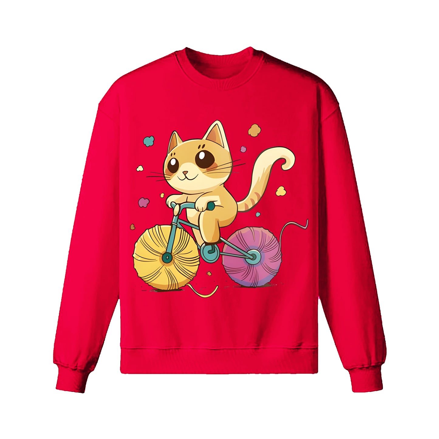 A Cartoon Cat Riding A Bicycle Sweatshirt