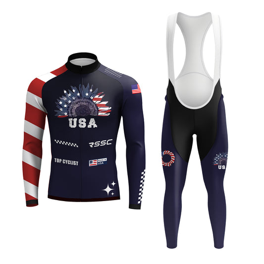 USA Sunflower Men's Long Sleeve Cycling Kit