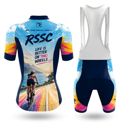 Buntes Radfahrerleben Damen-Radtrikot mit kurzen Ärmeln