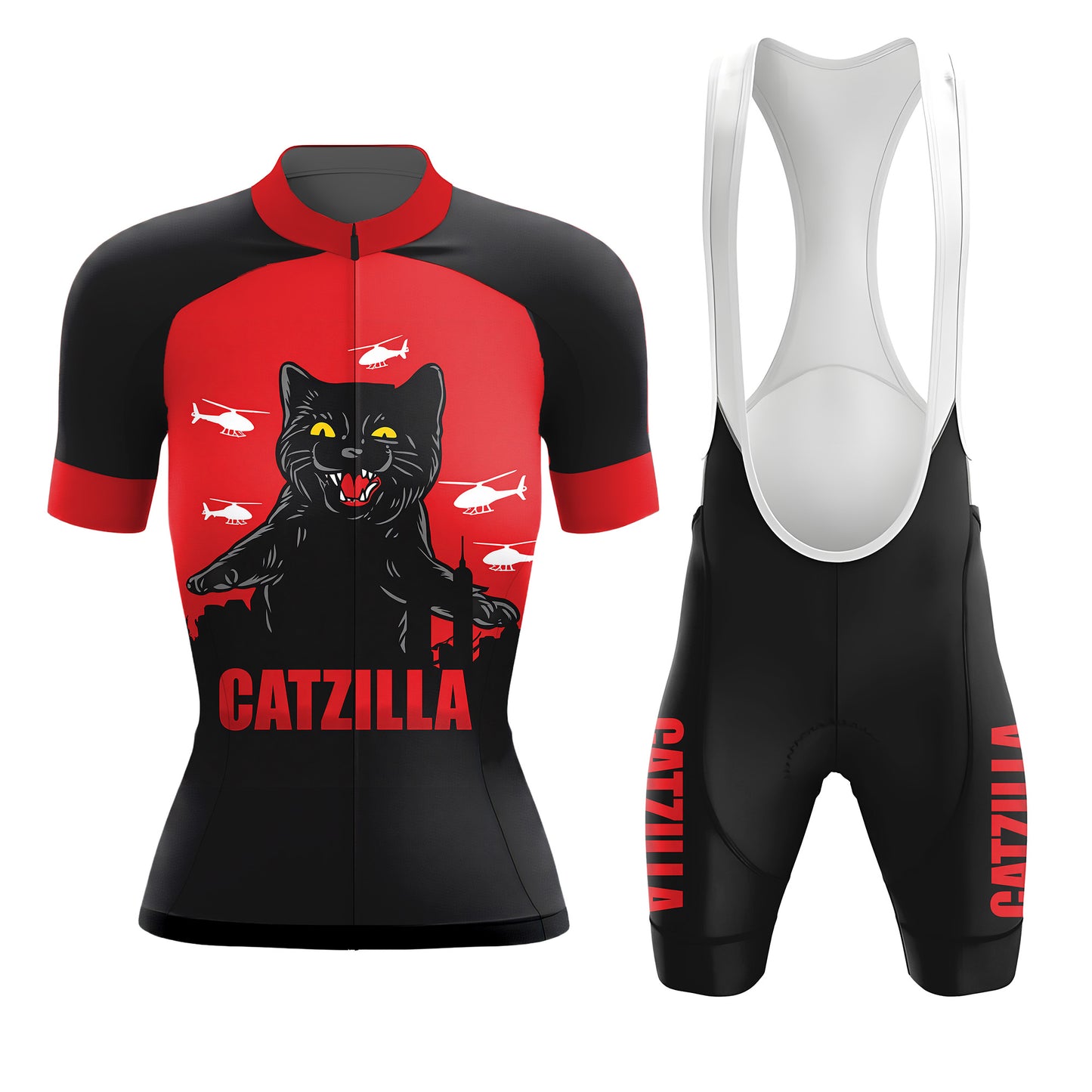 cat gatzilla Women's Short Sleeve Cycling Kit
