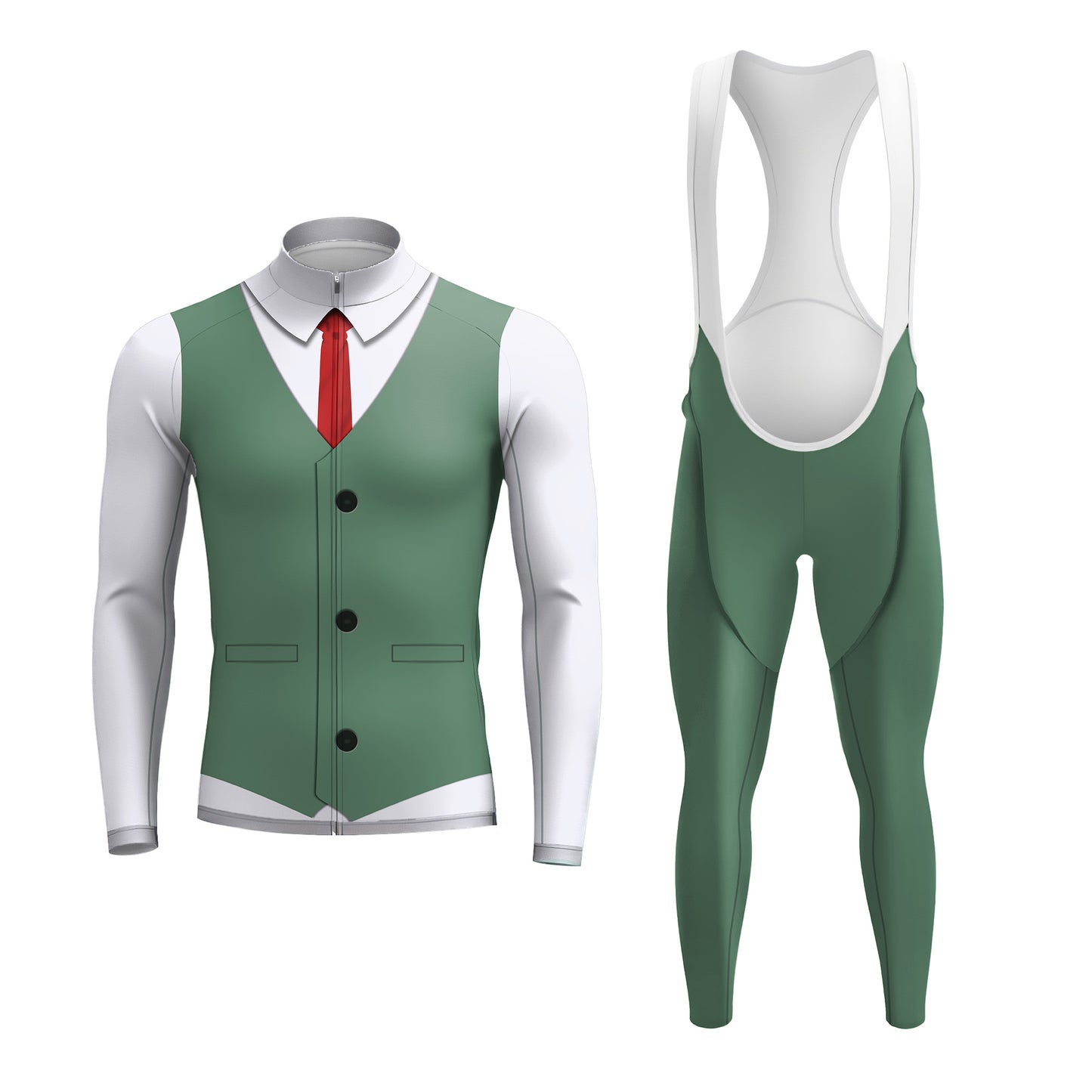 Elegant Thug Green Men's Long Sleeve Cycling Kit