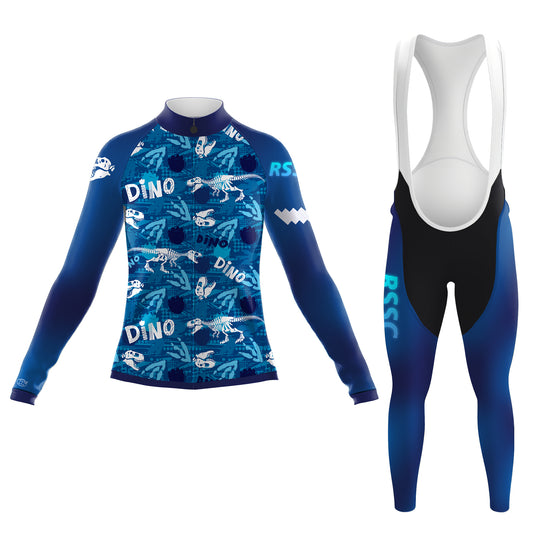 Dino Fossil Blue Women's Long Sleeve Cycling Kit
