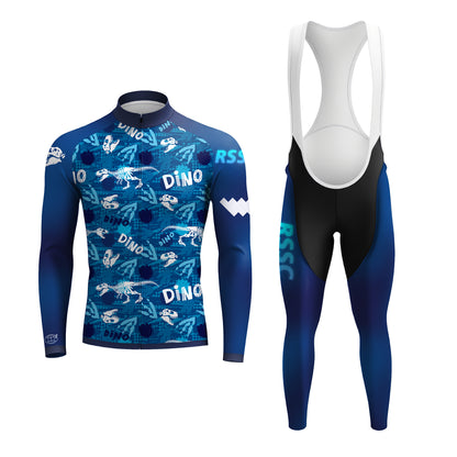 Dino Fossil Blue Men's Long Sleeve Cycling Kit