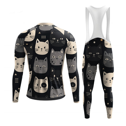 Happy Emoticon Cat Men's Long Sleeve Cycling Kit