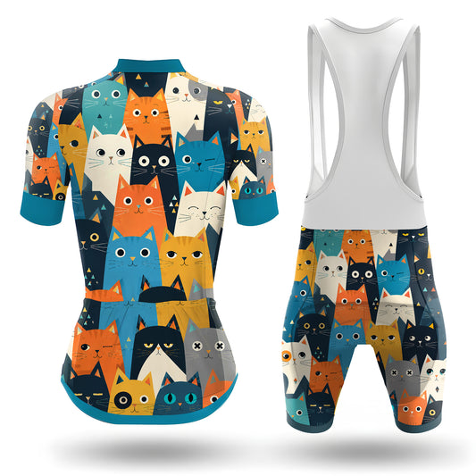 Cartoon Cat Women's Short Sleeve Cycling Kit