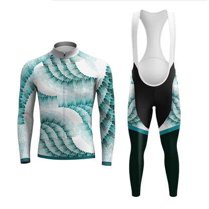Teal Flow Dot  Men's Long Sleeve Cycling Kit