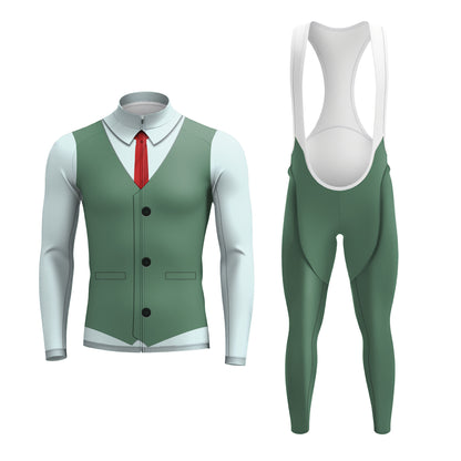 Elegant Thug Green Men's Long Sleeve Cycling Kit