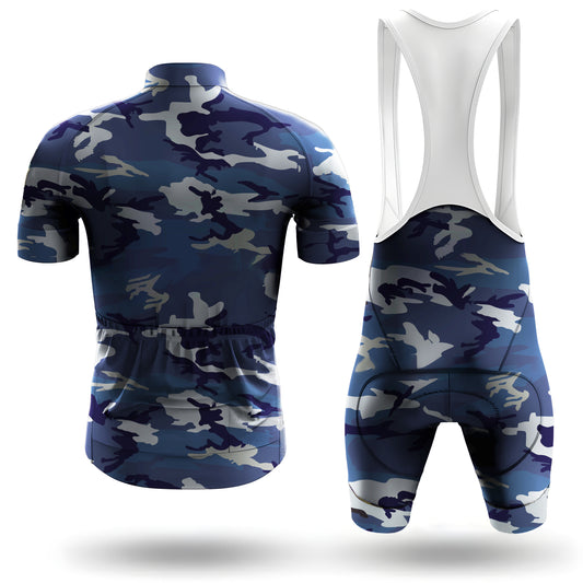 Men's Short Sleeve Cycling Jersey Blue Camouflage | RSSC Premium Cycling Kit Back View