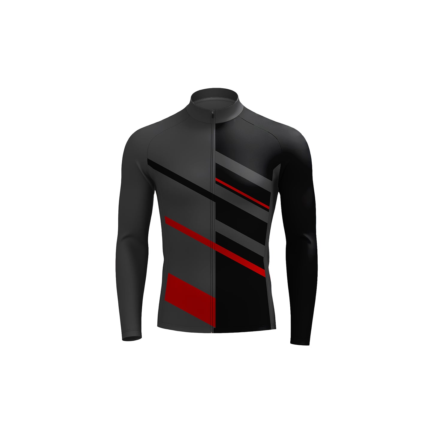 Grey Red Men's Long Sleeve Cycling Kit